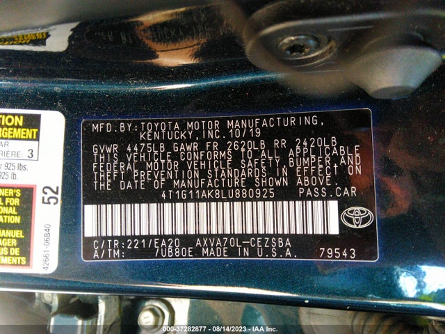 Toyota CAMRY SE 2020 4T1G11AK8LU880925 Image 16