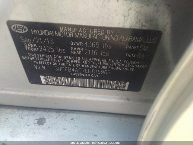 Hyundai SONATA GLS 2014 5NPEB4AC7EH815967 Image 9