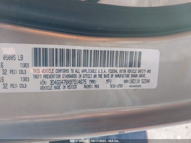 2009 DODGE JOURNEY SE VIN: 3D4GG47BX9T514675
