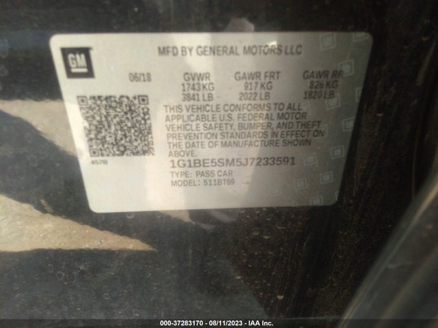 Chevrolet CRUZE LT 2018 1G1BE5SM5J7233591 Image 9