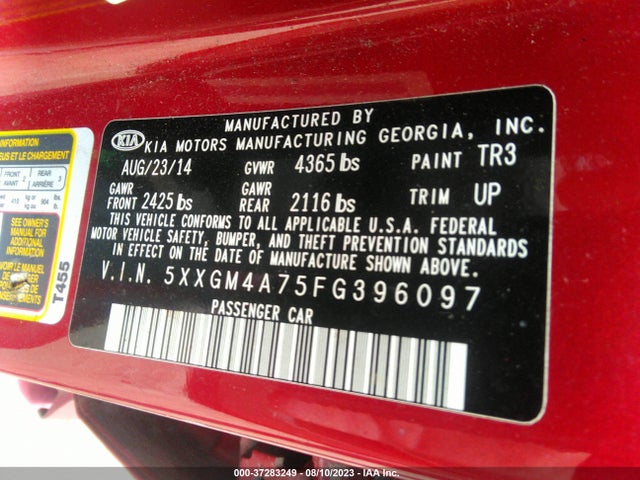 KIA Optima Lx 2015 5XXGM4A75FG396097 Image 9
