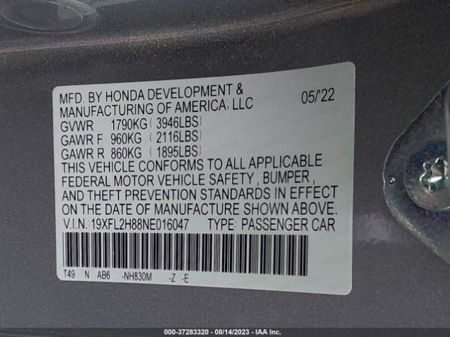 19XFL2H88NE016047 Honda Civic Hatchback Sport