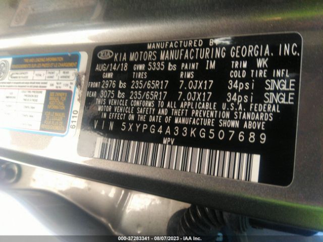 5XYPG4A33KG507689 KIA SORENTO LX