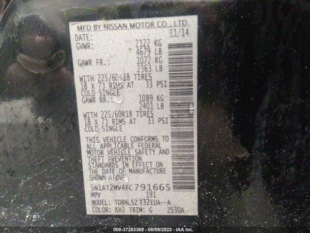 5N1AT2MV4FC791665 Nissan Rogue Sl
