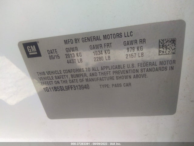 Chevrolet MALIBU LS 2015 1G11B5SL9FF313940 Image 9
