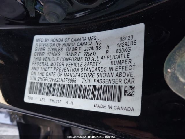 2HGFC2F62LH578966 Honda Civic Sedan Lx