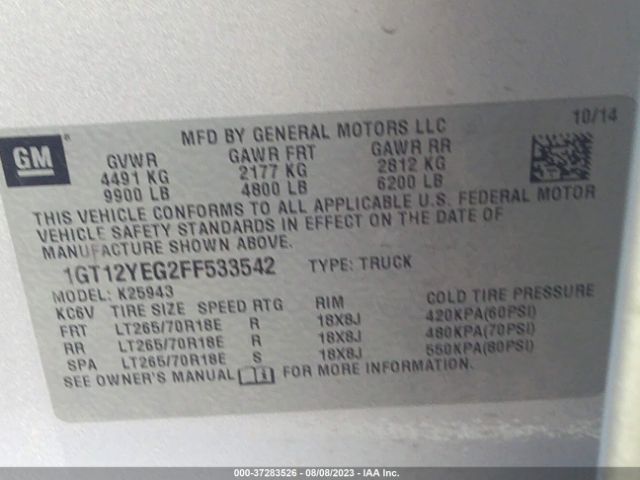 1GT12YEG2FF533542 GMC Sierra 2500hd Sle