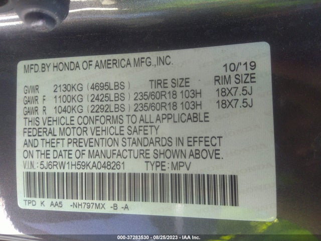 Honda CR-V EX 2019 5J6RW1H59KA048261 Image 16