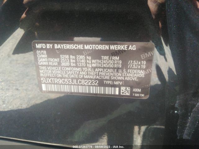 5UXTR9C53JLC82232 BMW X3 Xdrive30i