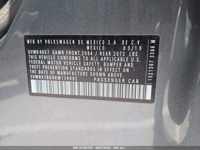 3VWN57BU6KM174992 Volkswagen JETTA S