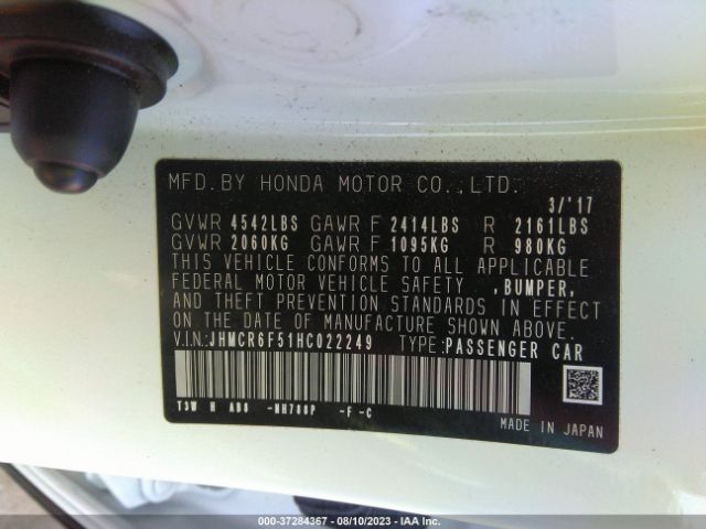 JHMCR6F51HC022249 Honda Accord Hybrid Ex-l