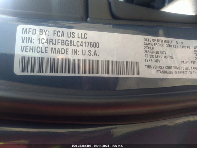 1C4RJFBG8LC417600 Jeep Grand Cherokee Limited X