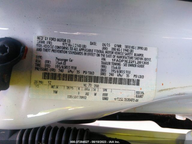 1FADP3E22FL281305 Ford FOCUS S