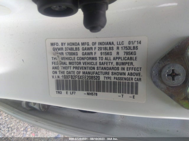 Honda Civic Sedan Lx 2014 19XFB2F5XEE208520 Image 9