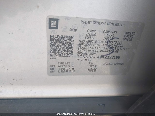 GMC Acadia Sle-1 2019 1GKKNKLA9KZ133188 Image 9