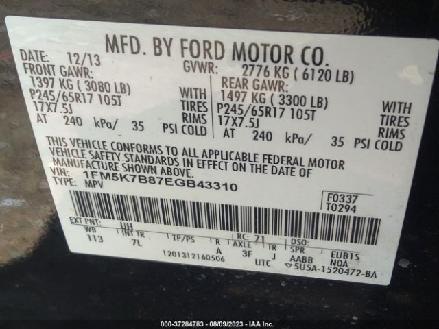 1FM5K7B87EGB43310 Ford Explorer Base