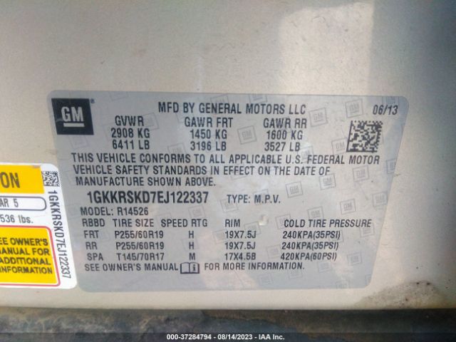 1GKKRSKD7EJ122337 GMC ACADIA SLT