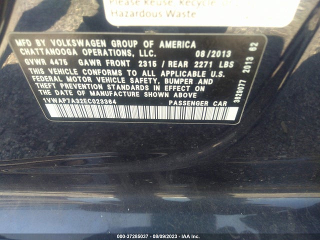 1VWAP7A32EC023364 Volkswagen Passat S W/nav