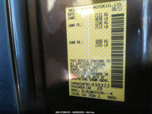 1N4AA5AP3EC430322 Nissan Maxima 3.5 S