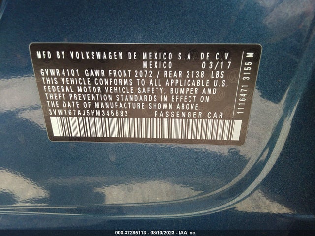 3VW167AJ5HM345582 Volkswagen Jetta 1.4t S