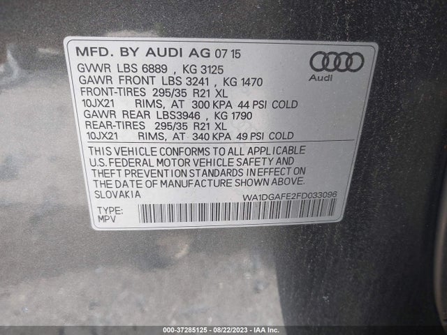 WA1DGAFE2FD033096 Audi Q7 3.0t S Line Prestige