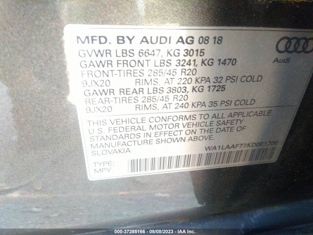 WA1LAAF77KD001706 Audi Q7 Premium Plus
