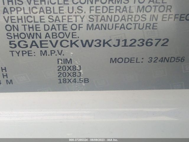 5GAEVCKW3KJ123672 Buick Enclave Avenir