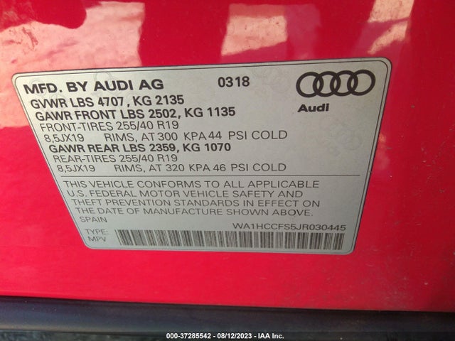 WA1HCCFS5JR030445 Audi Q3 Premium Plus