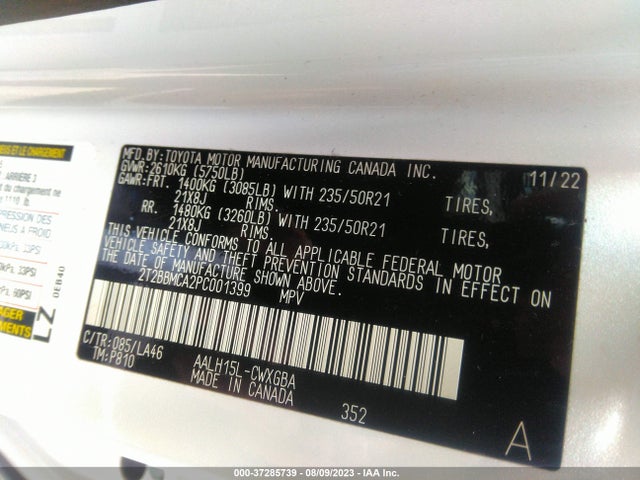 2023 Lexus RX, VIN: 2T2BBMCA2PC001399