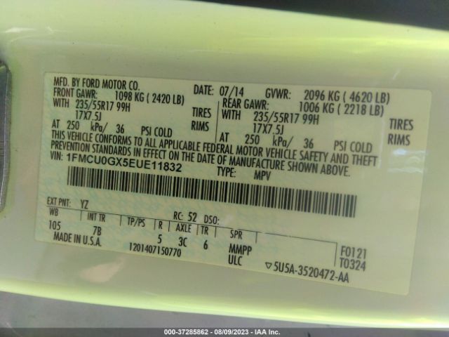 1FMCU0GX5EUE11832 Ford ESCAPE SE