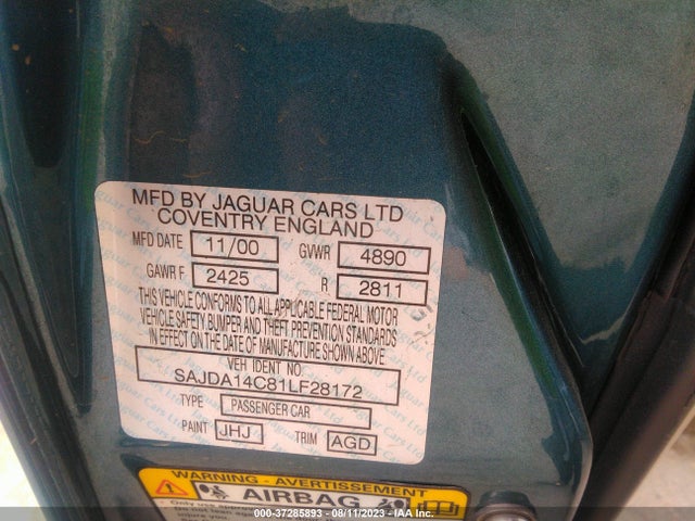 2001 JAGUAR XJ VIN: SAJDA14C81LF28172