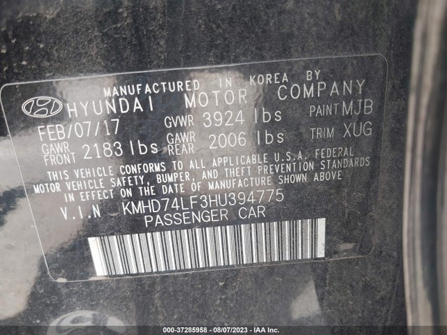 Hyundai ELANTRA SE 2017 KMHD74LF3HU394775 Image 9