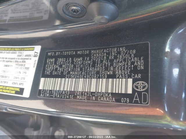 2009 TOYOTA MATRIX VIN: 2T1KU40E49C087159