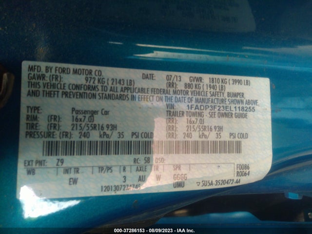 1FADP3F23EL118255 Ford FOCUS SE