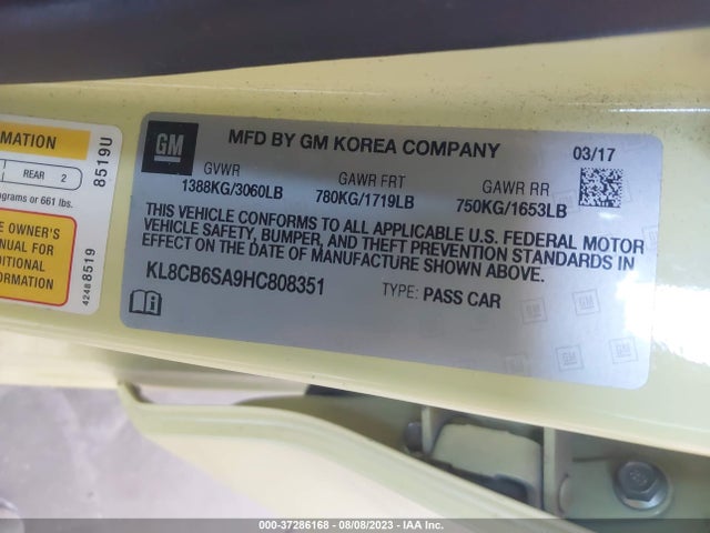 Chevrolet SPARK LS 2017 KL8CB6SA9HC808351 Image 9