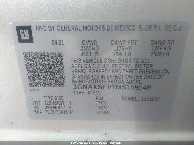 Chevrolet EQUINOX LS 2021 3GNAXSEV1MS159549 Image 9