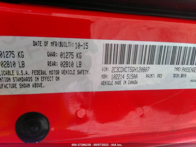 2C3CDXCT5GH120807 Dodge CHARGER R/T
