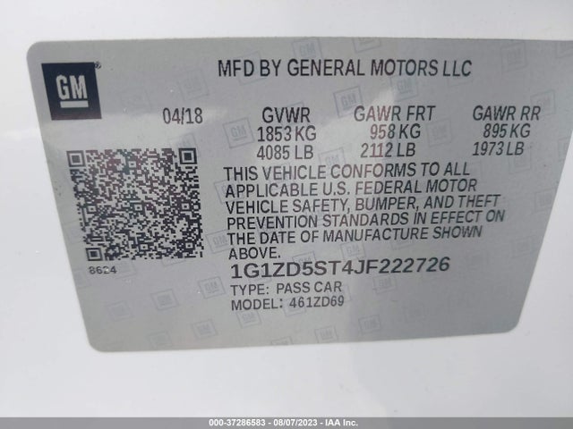 Chevrolet MALIBU LT 2018 1G1ZD5ST4JF222726 Image 9