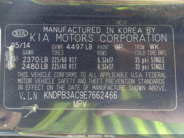 KNDPB3AC9E7662466 KIA Sportage Lx
