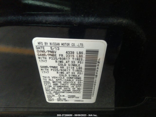 2013 NISSAN ROGUE SV VIN: JN8AS5MT2DW533362