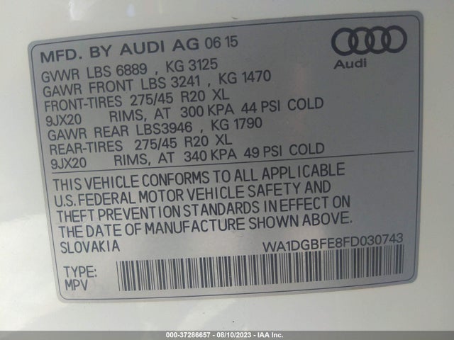 WA1DGBFE8FD030743 Audi Q7 3.0t S Line Prestige