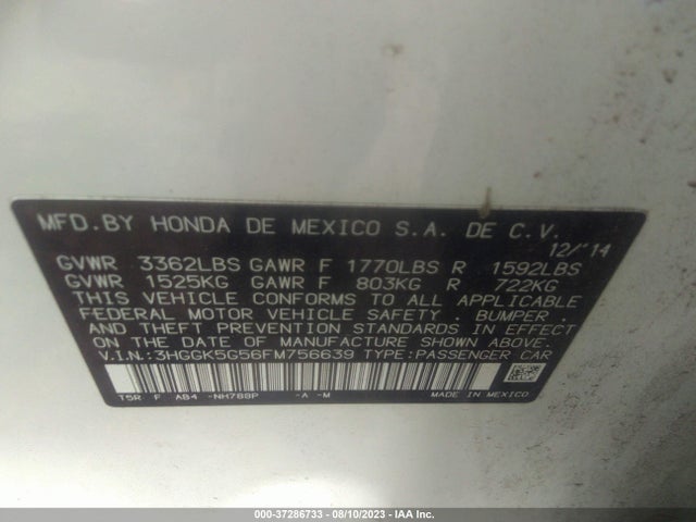 Honda FIT LX 2015 3HGGK5G56FM756639 Image 9