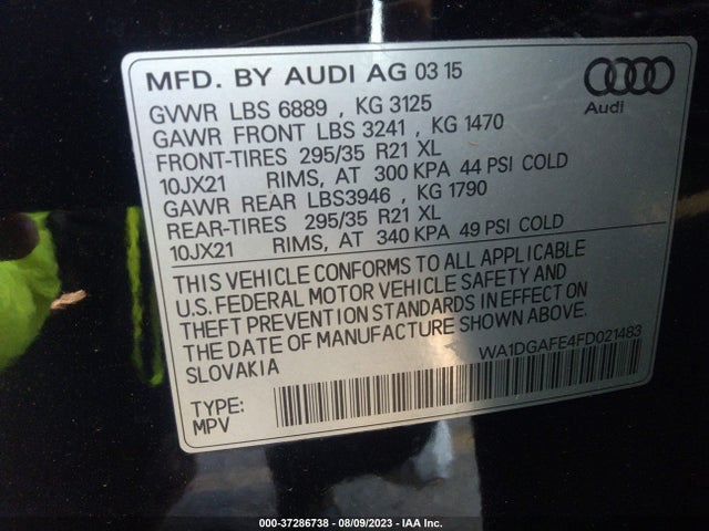 WA1DGAFE4FD021483 Audi Q7 3.0t S Line Prestige