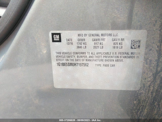 Chevrolet CRUZE LT 2017 1G1BE5SM0H7197562 Image 9