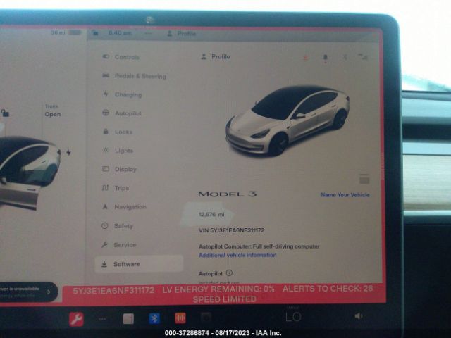 5YJ3E1EA6NF311172 Tesla MODEL 3