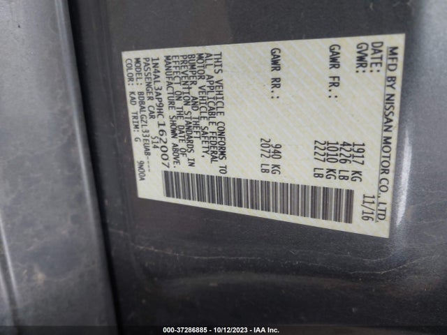 Nissan Altima 2.5 S 2017 1N4AL3AP9HC162007 Image 9