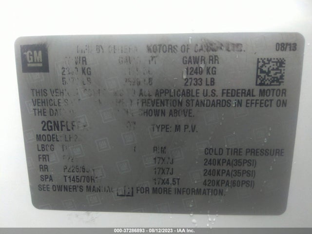 2014 CHEVROLET EQUINOX LT VIN: 2GNFLFEK4E6107007