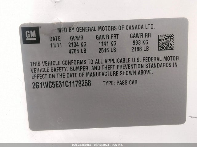2012 Chevrolet Impala Ltz მანქანა იყიდება აუქციონზე, vin: 2G1WC5E31C1178258, აუქციონის ნომერი: 37286956