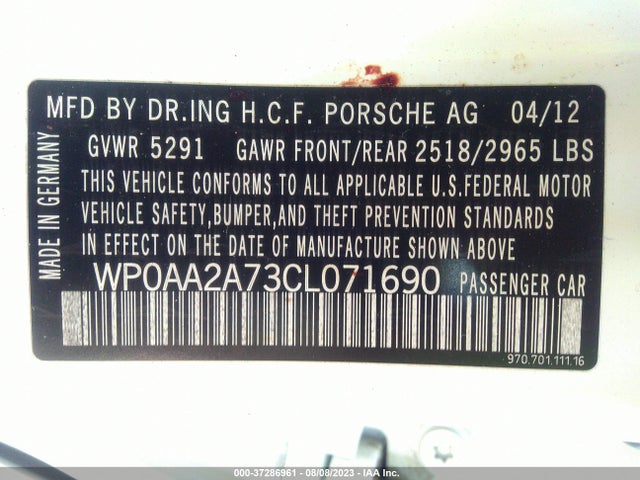 2012 PORSCHE PANAMERA WP0AA2A73CL071690 Photo 8