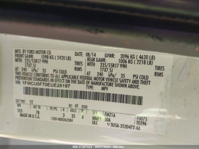 1FMCU0F70EUE28197 Ford ESCAPE S